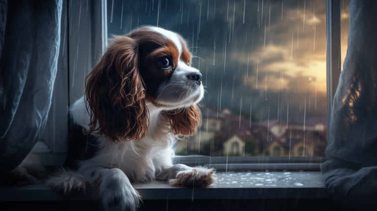 Come aiutare un cane che ha paura dei temporali