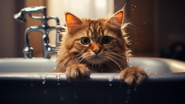 gatto e acqua e giusto fargli il bagno