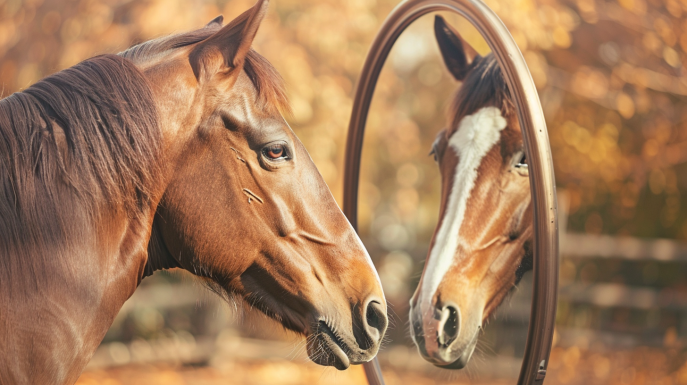 i cavalli si riconoscono allo specchio