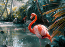 il fenicottero mangia con la testa capovolta