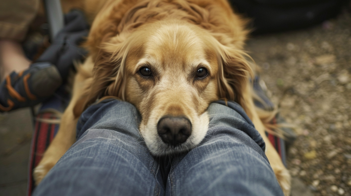 Cane mette il muso sulle gambe: significato