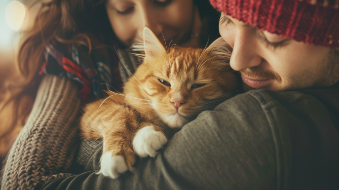 Perché il gatto "si mette in mezzo" quando ci abbracciamo