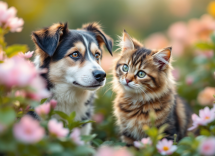 Ritratto personalizzato di un cane e un gatto