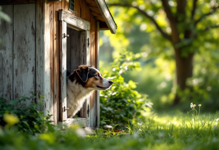 Cane adottato felice durante le festività natalizie