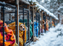 Cani e gatti abbandonati in cerca di aiuto in inverno