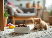 Cane e gatto che giocano insieme in casa
