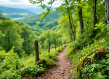 Cane che cammina felice in un sentiero naturale