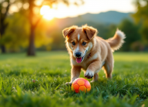 Coppia che accarezza un cane felice