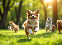 Immagine di vari animali da compagnia felici e sani