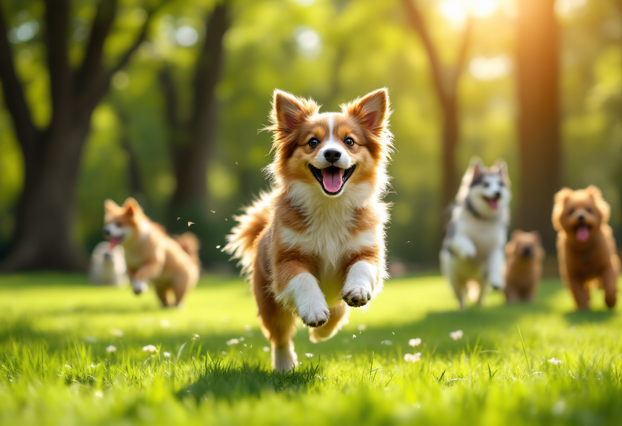 Immagine di vari animali da compagnia felici e sani