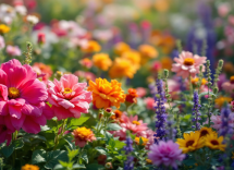 Cani e gatti circondati da fiori di Bach
