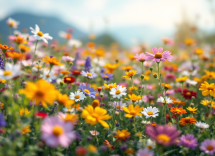 Api che impollinano fiori in un ecosistema sano