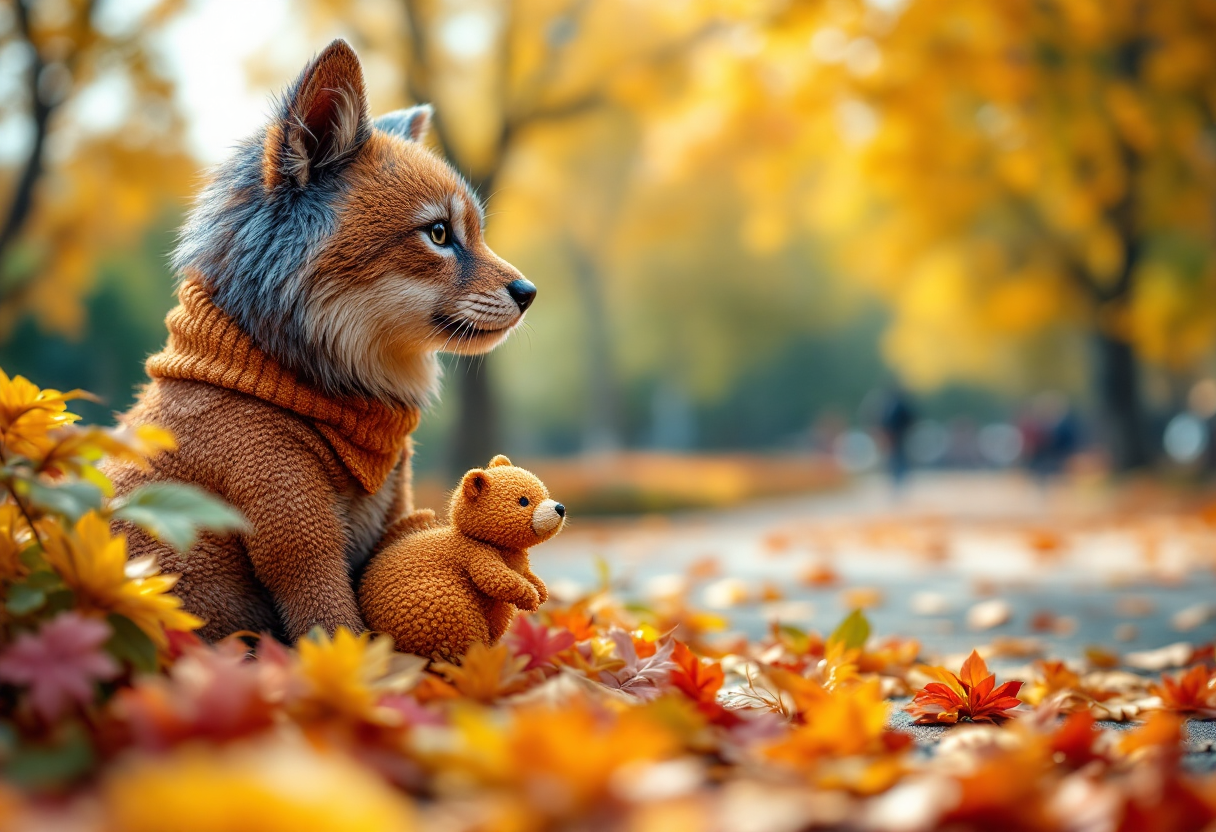 Un camper con animali felici durante un viaggio